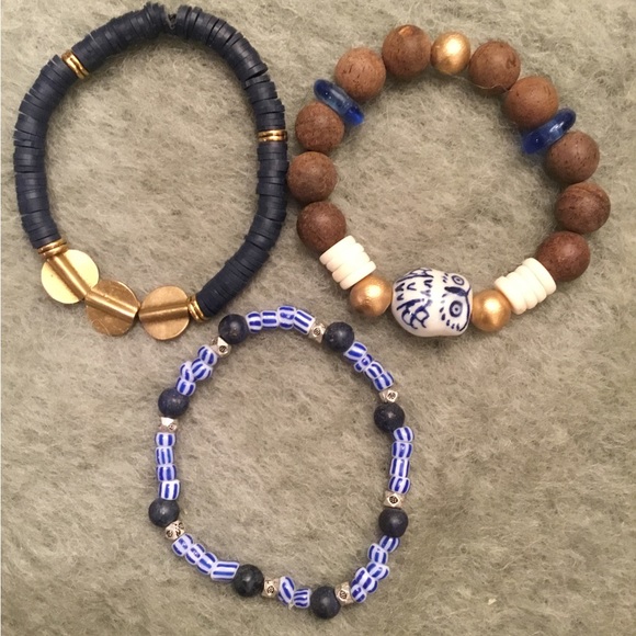 Three Piece Handmade Bohemian Beaded Bracelet Set - Picture 1 of 1